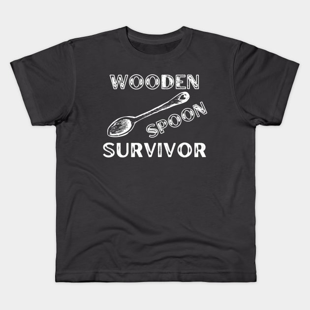 Wooden Spoon Survivor Kids T-Shirt by LylaLace Studio